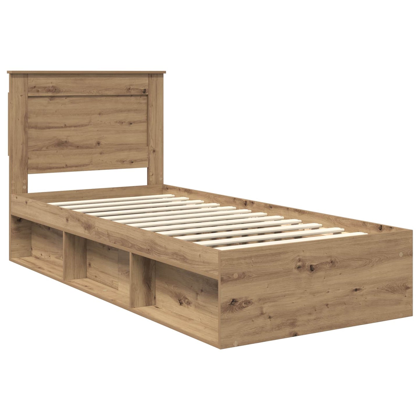 vidaXL Bed Frame Artisian Oak 75 x 190 cm Solid Pine Wood