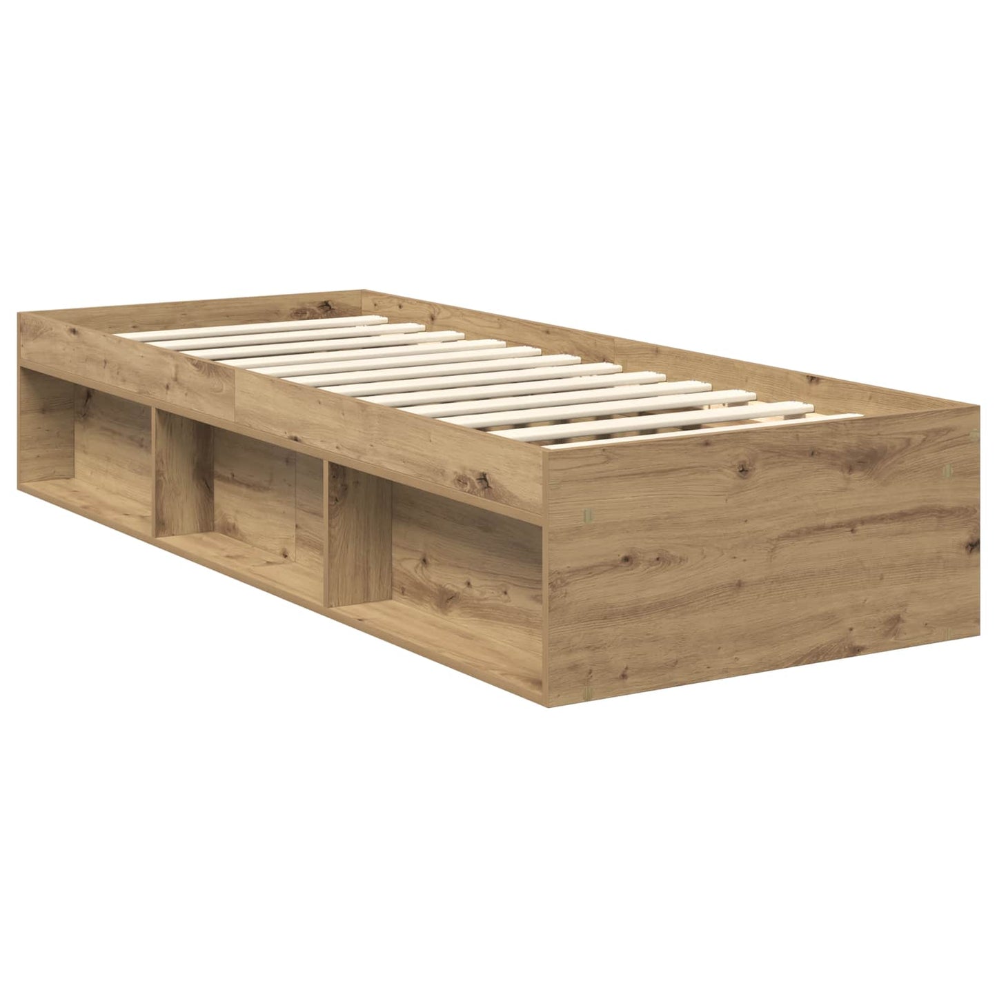 vidaXL Bed Frame Artisian Oak 75 x 190 cm Solid Pine Wood