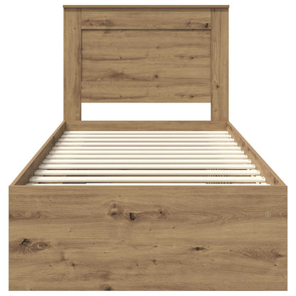 vidaXL Bed Frame Artisian Oak 75 x 190 cm Solid Pine Wood