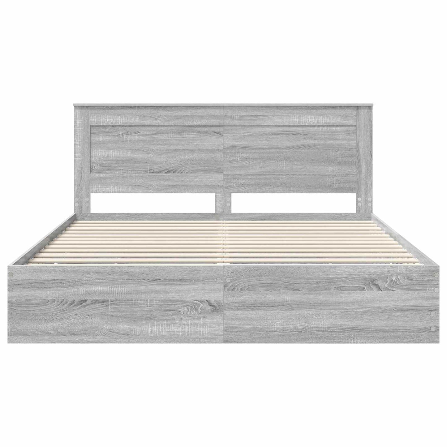 vidaXL Bed Frame with Drawer Grey Sonoma 200 x 200 cm Engineer Wood