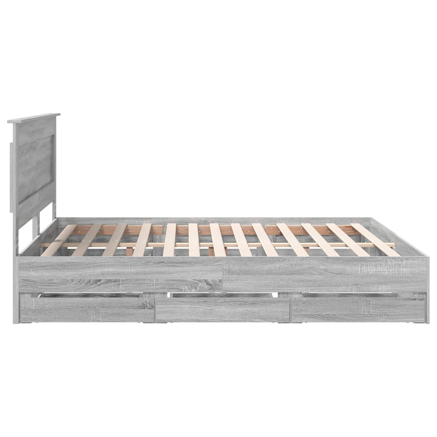 vidaXL Bed Frame with Drawer Grey Sonoma 200 x 200 cm Engineer Wood