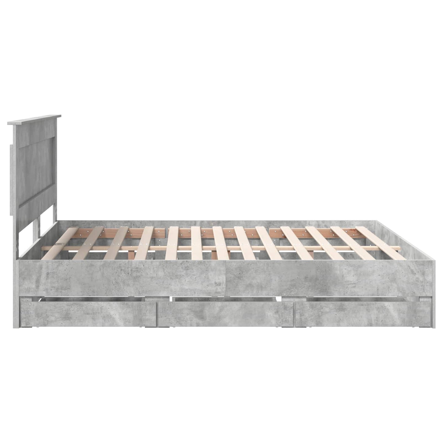 vidaXL Bed Frame with Drawer Concrete Grey 180 x 200 cm Engineer Wood