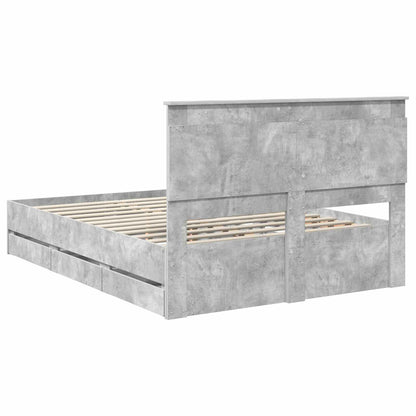 vidaXL Bed Frame with Drawer Concrete Grey 160 x 200 cm Engineer Wood