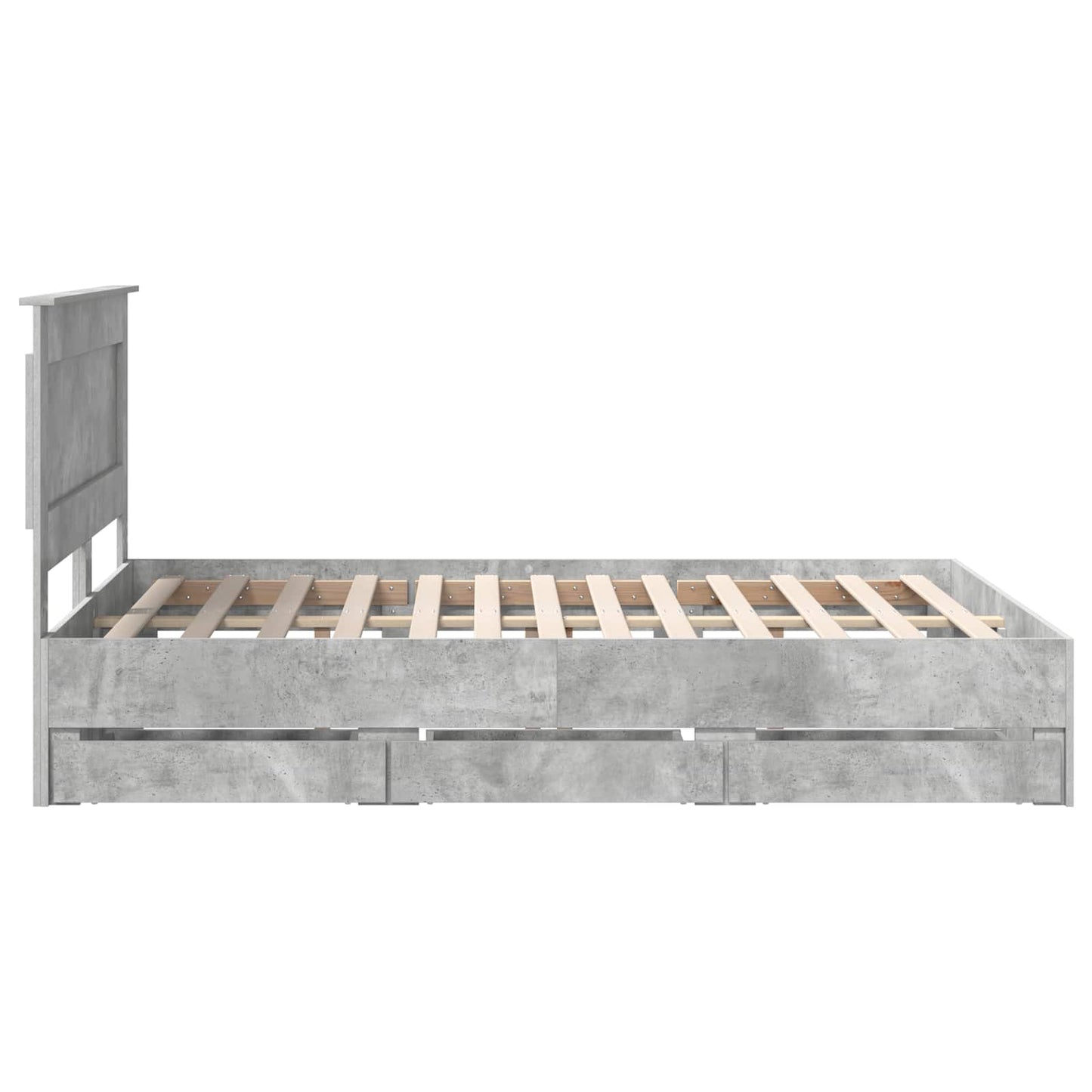 vidaXL Bed Frame with Drawer Concrete Grey 160 x 200 cm Engineer Wood