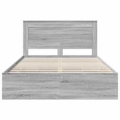 vidaXL Bed Frame with Drawer Grey Sonoma 140 x 190 cm Engineer Wood