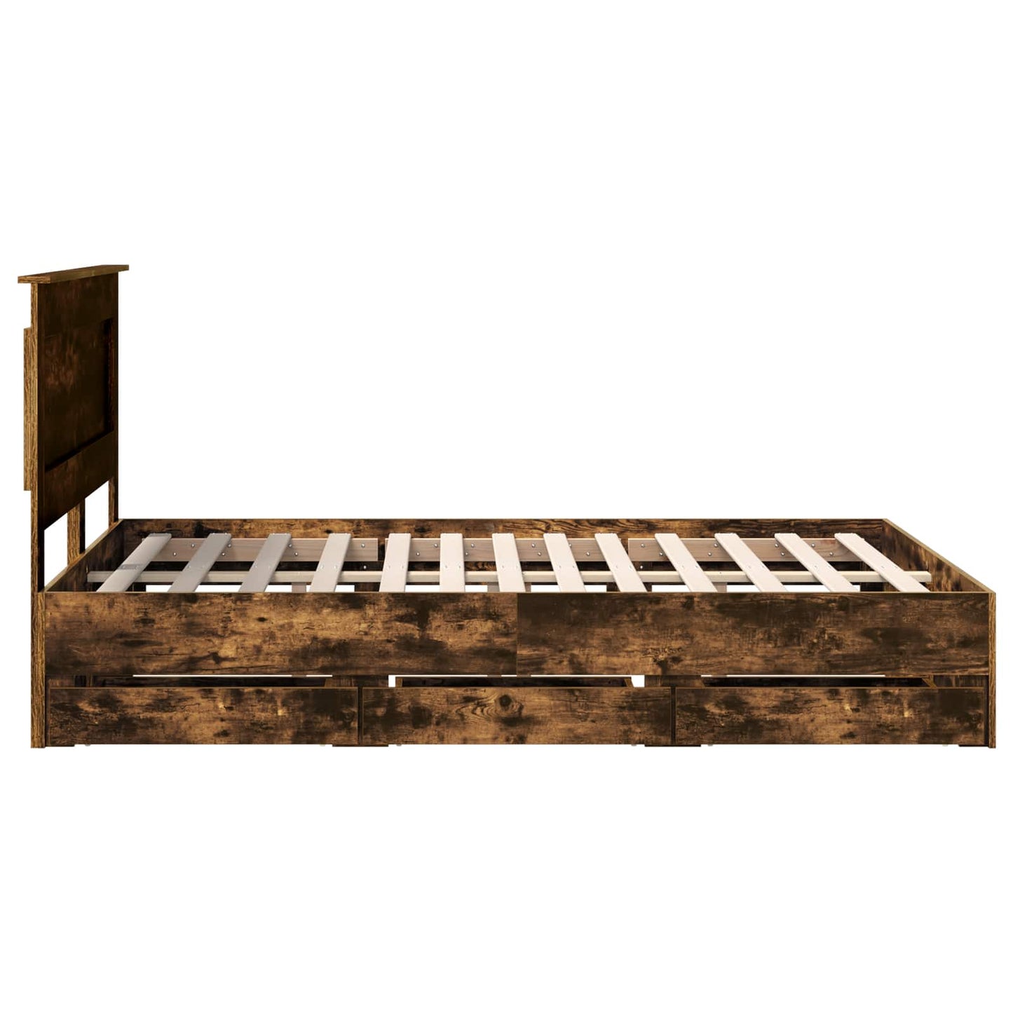 vidaXL Bed Frame with Drawer Smoked Oak 140 x 200 cm Engineer Wood