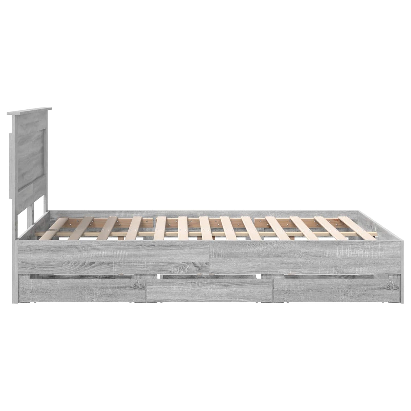 vidaXL Bed Frame with Drawer Grey Sonoma 140 x 200 cm Engineer Wood