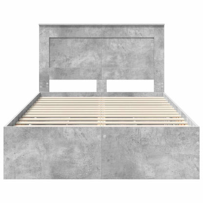 vidaXL Bed Frame with Drawer Concrete Grey 135 x 190 cm Engineer Wood