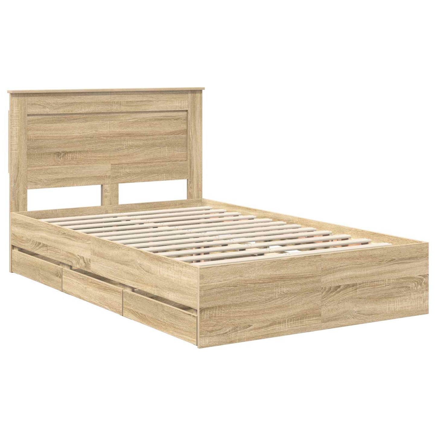 vidaXL Bed Frame with Drawer Sonoma Oak 120 x 190 cm Engineer Wood