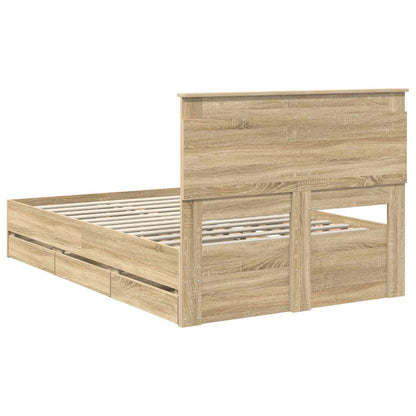 vidaXL Bed Frame with Drawer Sonoma Oak 120 x 190 cm Engineer Wood