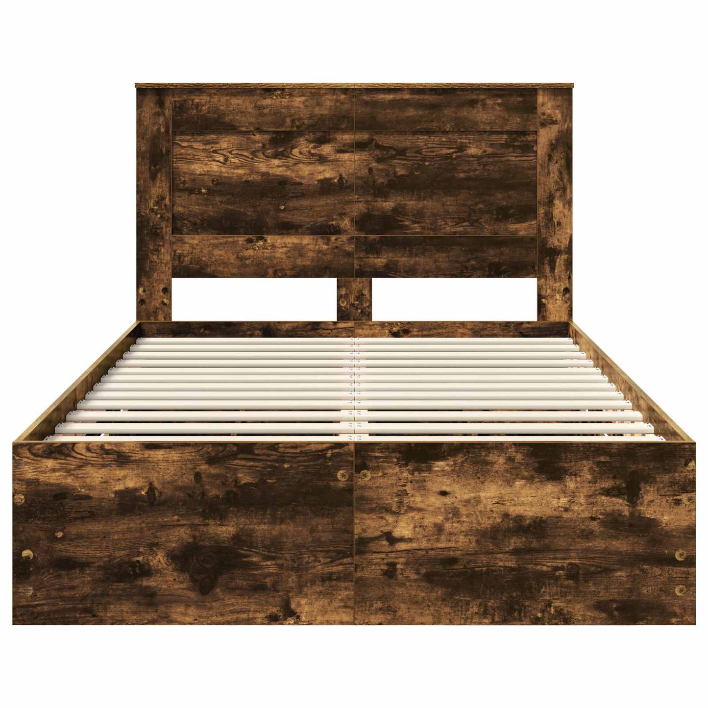 vidaXL Bed Frame with Drawer Smoked Oak 120 x 190 cm Engineer Wood
