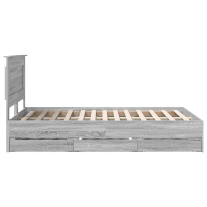 vidaXL Bed Frame with Drawer Grey Sonoma 120 x 190 cm Engineer Wood