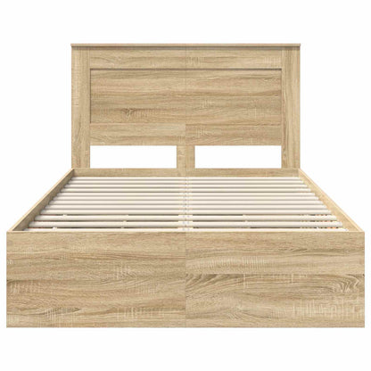 vidaXL Bed Frame with Drawer Sonoma Oak 120 x 200 cm Engineer Wood