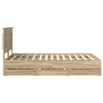 vidaXL Bed Frame with Drawer Sonoma Oak 120 x 200 cm Engineer Wood