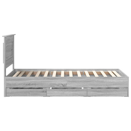 vidaXL Bed Frame with Drawer Grey Sonoma 100 x 200 cm Engineer Wood