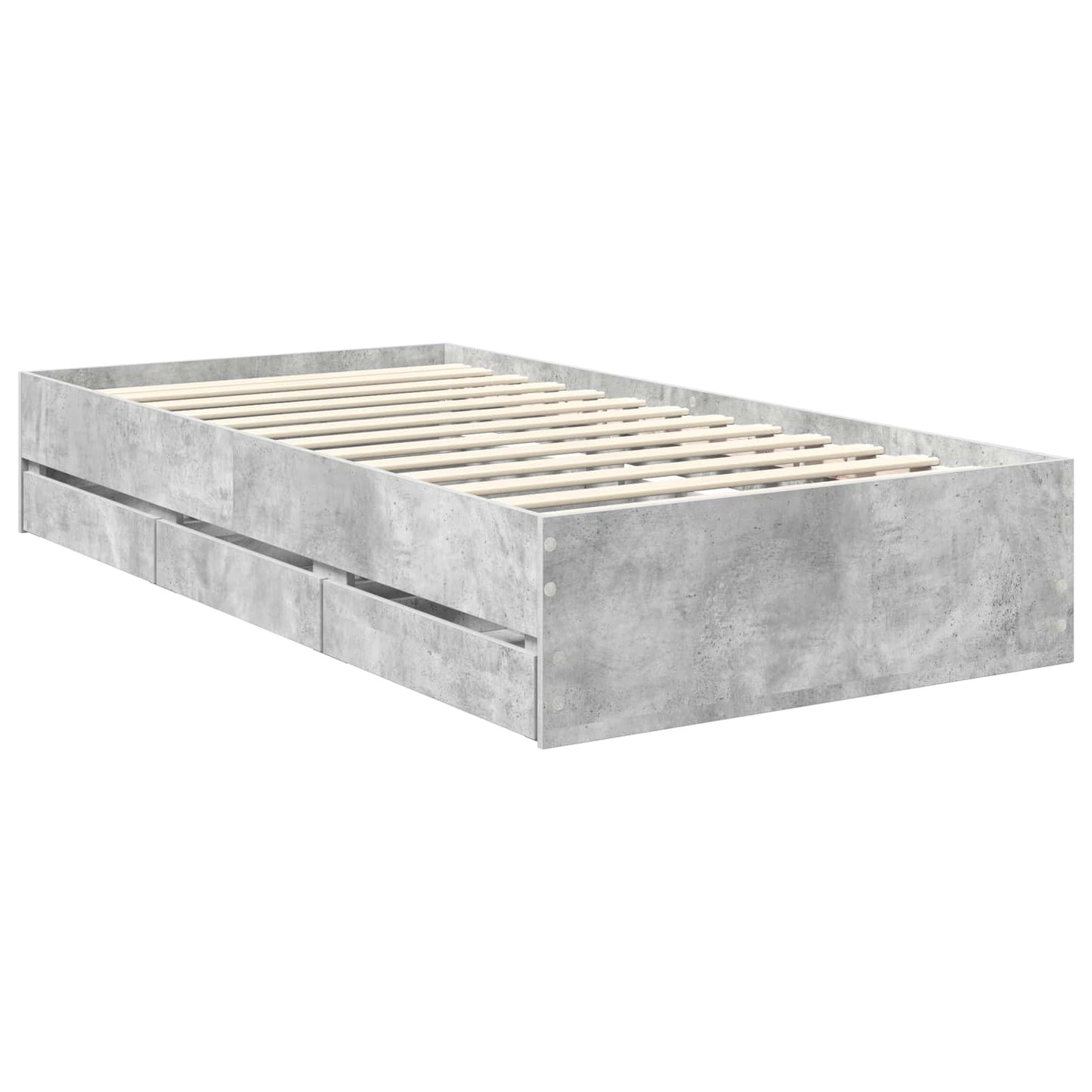 vidaXL Bed Frame with Drawer Concrete Grey 90 x 190 cm Engineer Wood