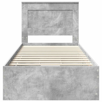 vidaXL Bed Frame with Drawer Concrete Grey 90 x 190 cm Engineer Wood