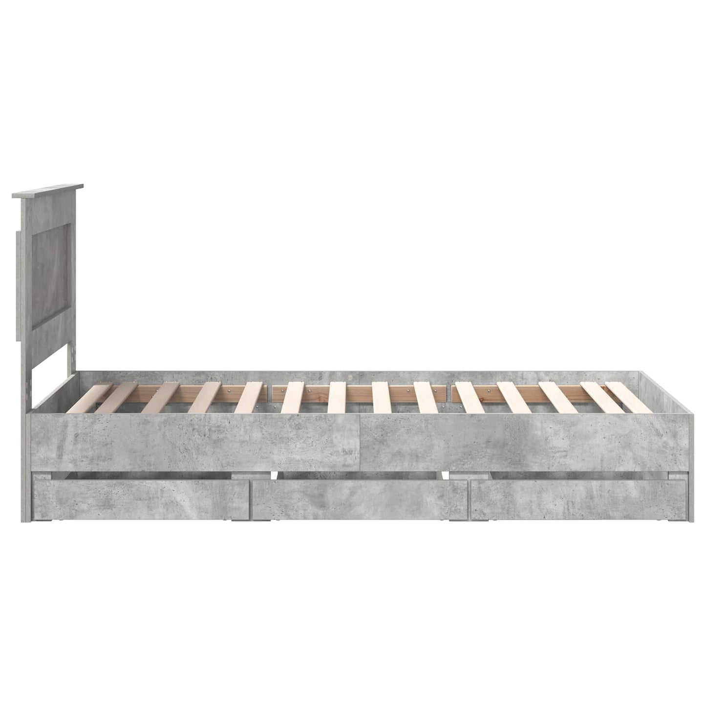 vidaXL Bed Frame with Drawer Concrete Grey 90 x 190 cm Engineer Wood