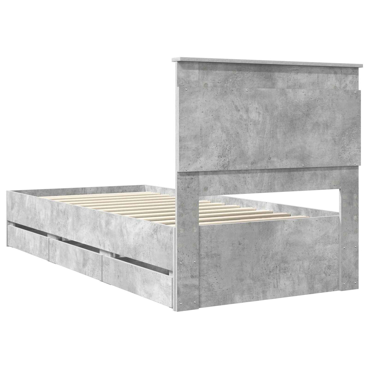 vidaXL Bed Frame with Drawer Concrete Grey 90 x 200 cm Engineer Wood
