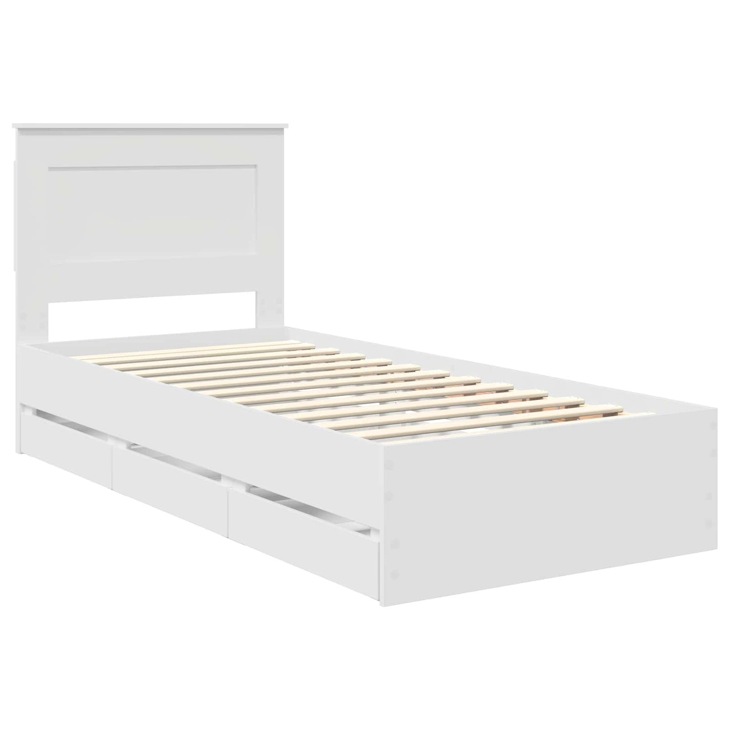 vidaXL Bed Frame with Drawer White 75 x 190 cm Engineer Wood