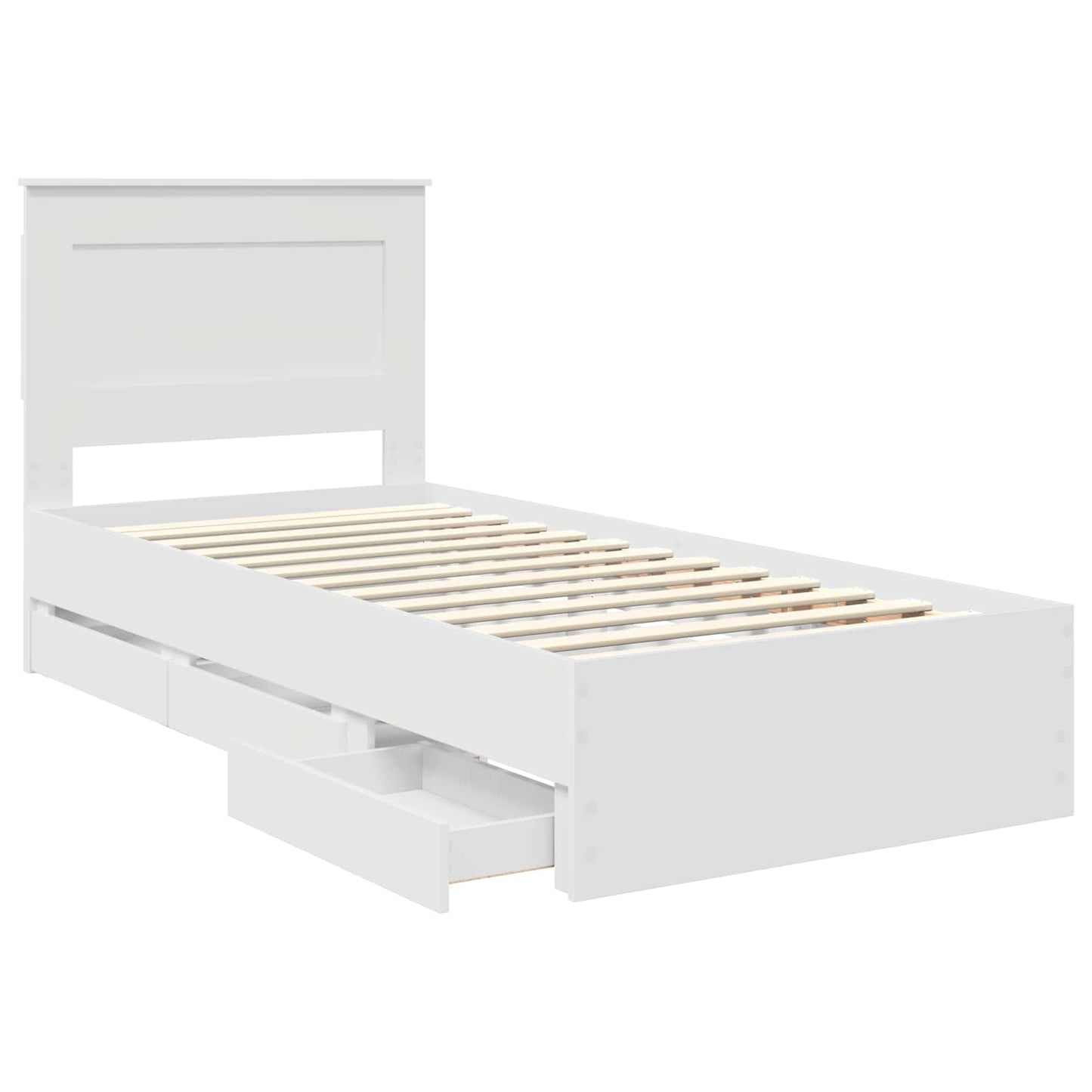 vidaXL Bed Frame with Drawer White 75 x 190 cm Engineer Wood