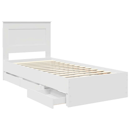 vidaXL Bed Frame with Drawer White 75 x 190 cm Engineer Wood