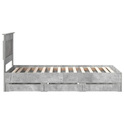 vidaXL Bed Frame with Drawer Concrete Grey 75 x 190 cm Engineer Wood