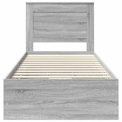 vidaXL Bed Frame with Drawer Grey Sonoma 75 x 190 cm Engineer Wood