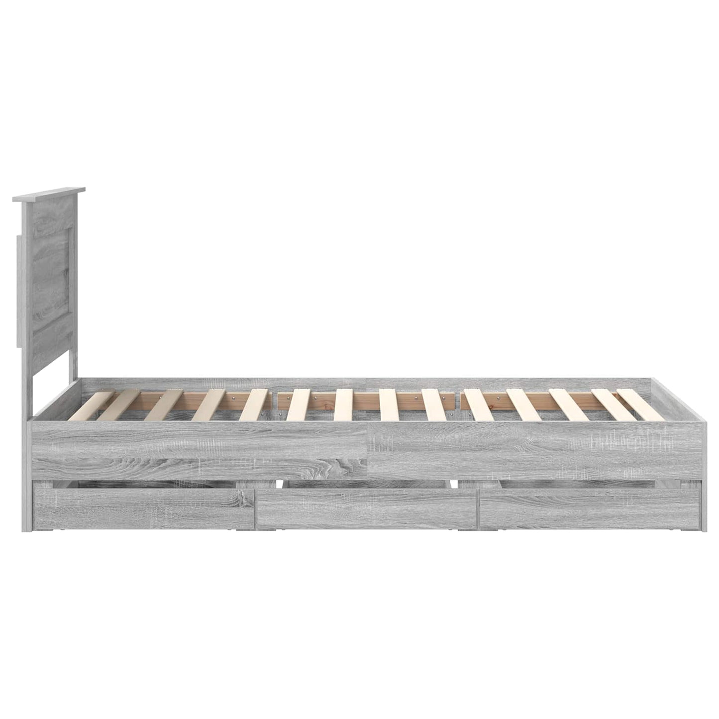 vidaXL Bed Frame with Drawer Grey Sonoma 75 x 190 cm Engineer Wood