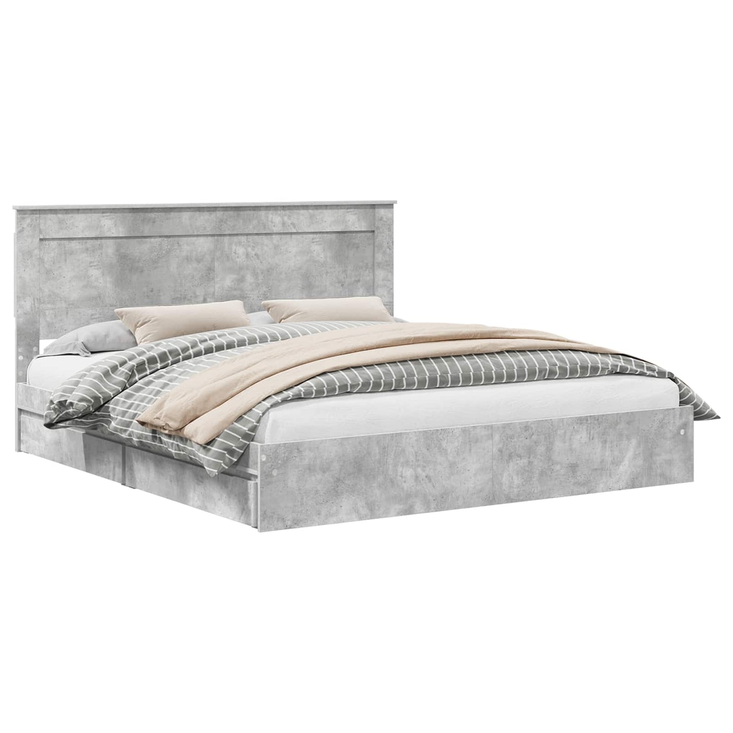 vidaXL Storage Bed Concrete Grey 200 x 200 cm Engineered Wood