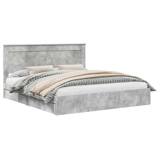 vidaXL Storage Bed Concrete Grey 200 x 200 cm Engineered Wood