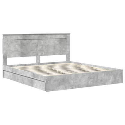 vidaXL Storage Bed Concrete Grey 200 x 200 cm Engineered Wood