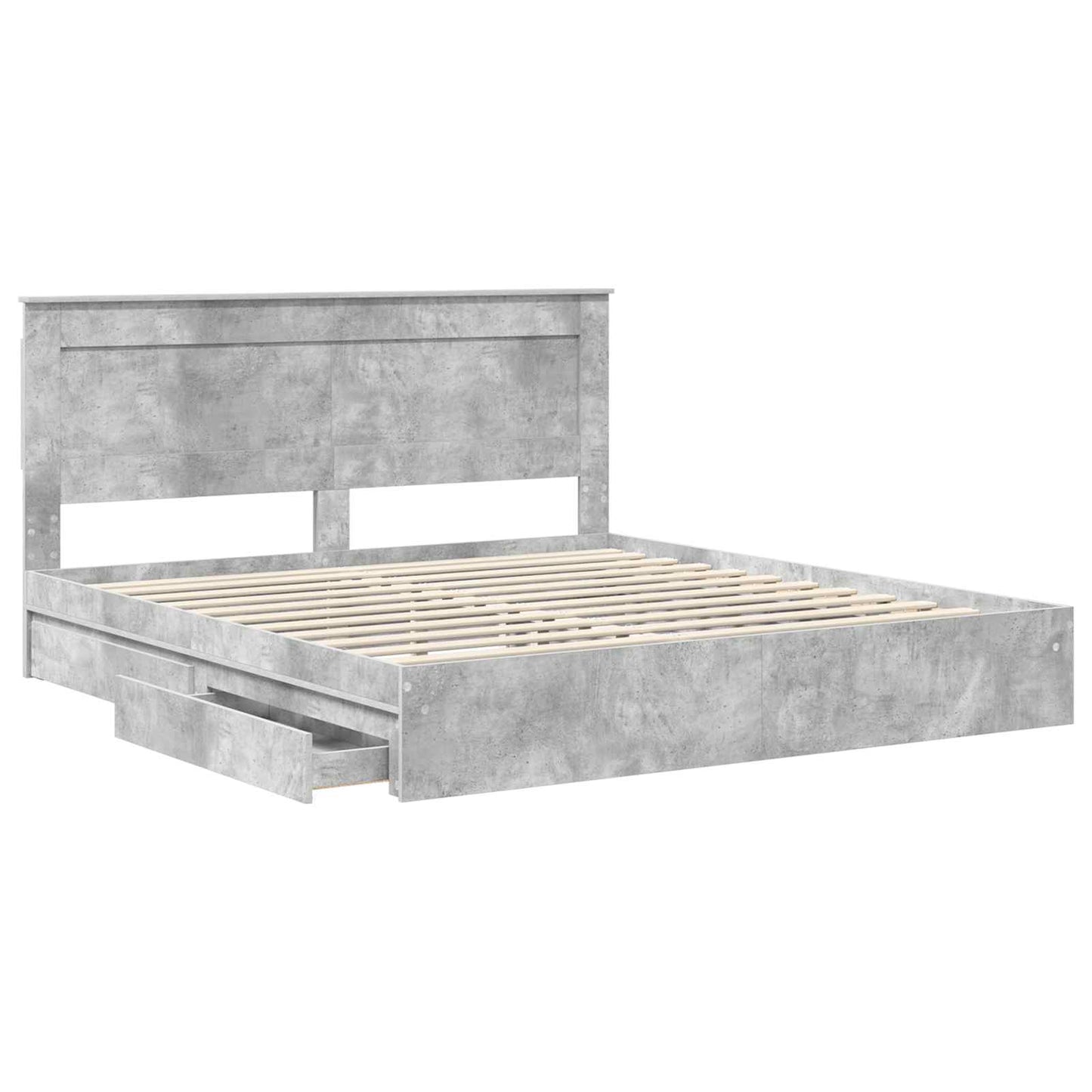 vidaXL Storage Bed Concrete Grey 200 x 200 cm Engineered Wood