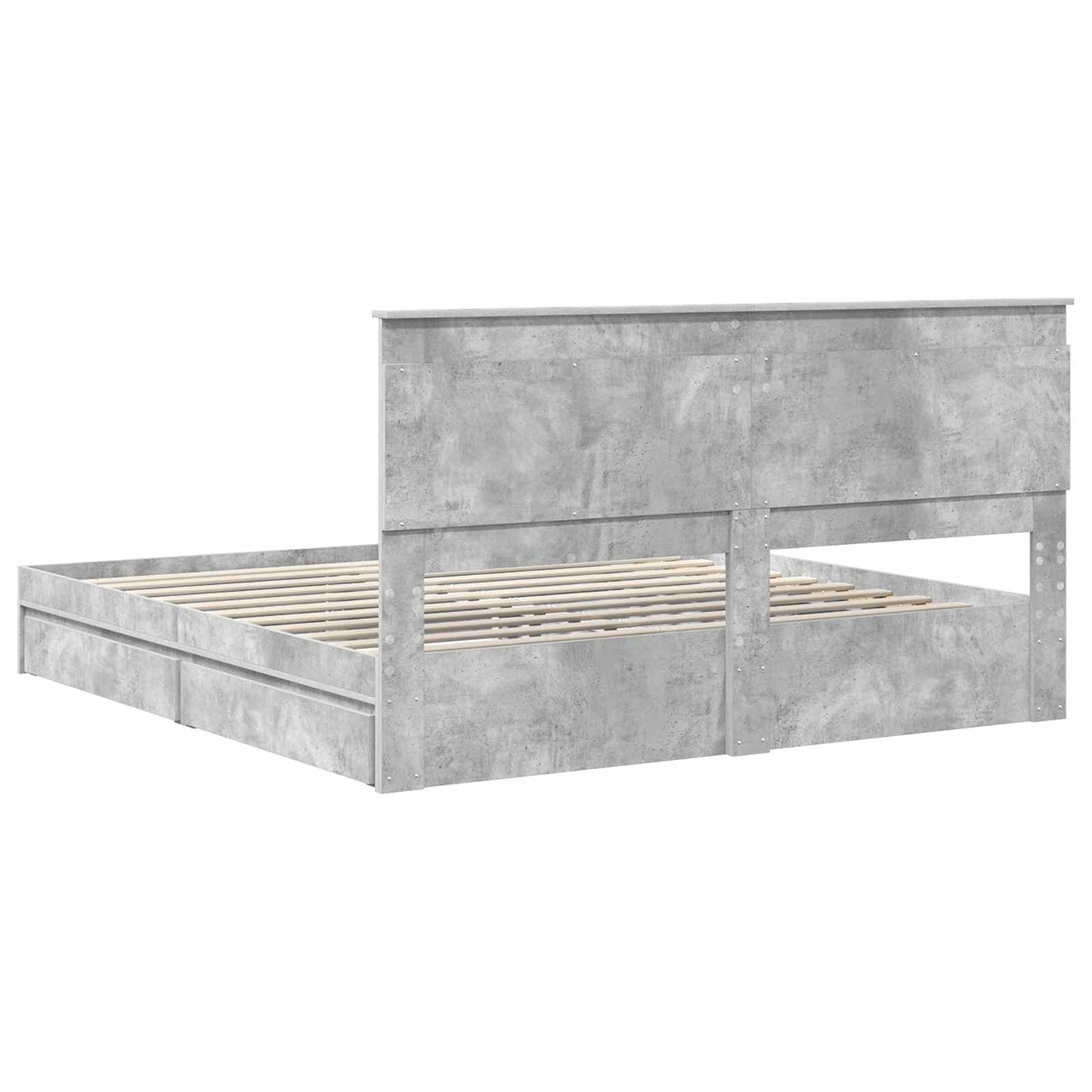 vidaXL Storage Bed Concrete Grey 200 x 200 cm Engineered Wood
