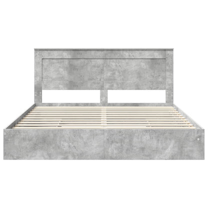 vidaXL Storage Bed Concrete Grey 200 x 200 cm Engineered Wood
