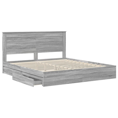 vidaXL Storage Bed Grey Sonoma 200 x 200 cm Engineered Wood