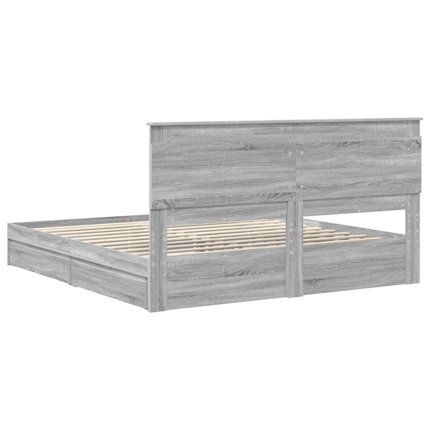 vidaXL Storage Bed Grey Sonoma 200 x 200 cm Engineered Wood