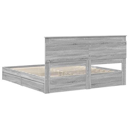 vidaXL Storage Bed Grey Sonoma 200 x 200 cm Engineered Wood