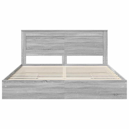 vidaXL Storage Bed Grey Sonoma 200 x 200 cm Engineered Wood