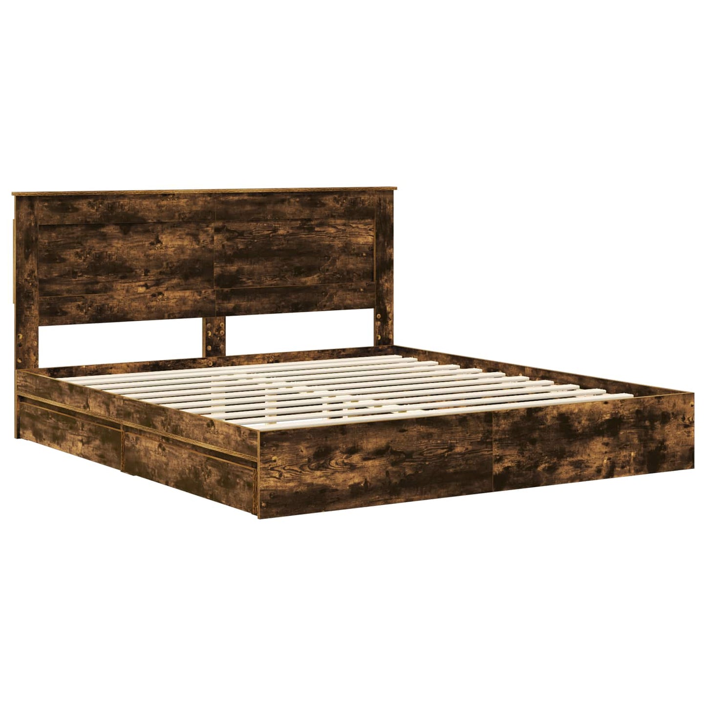 vidaXL Storage Bed with Drawer Smoked Oak 180 x 200 cm Engineered Wood