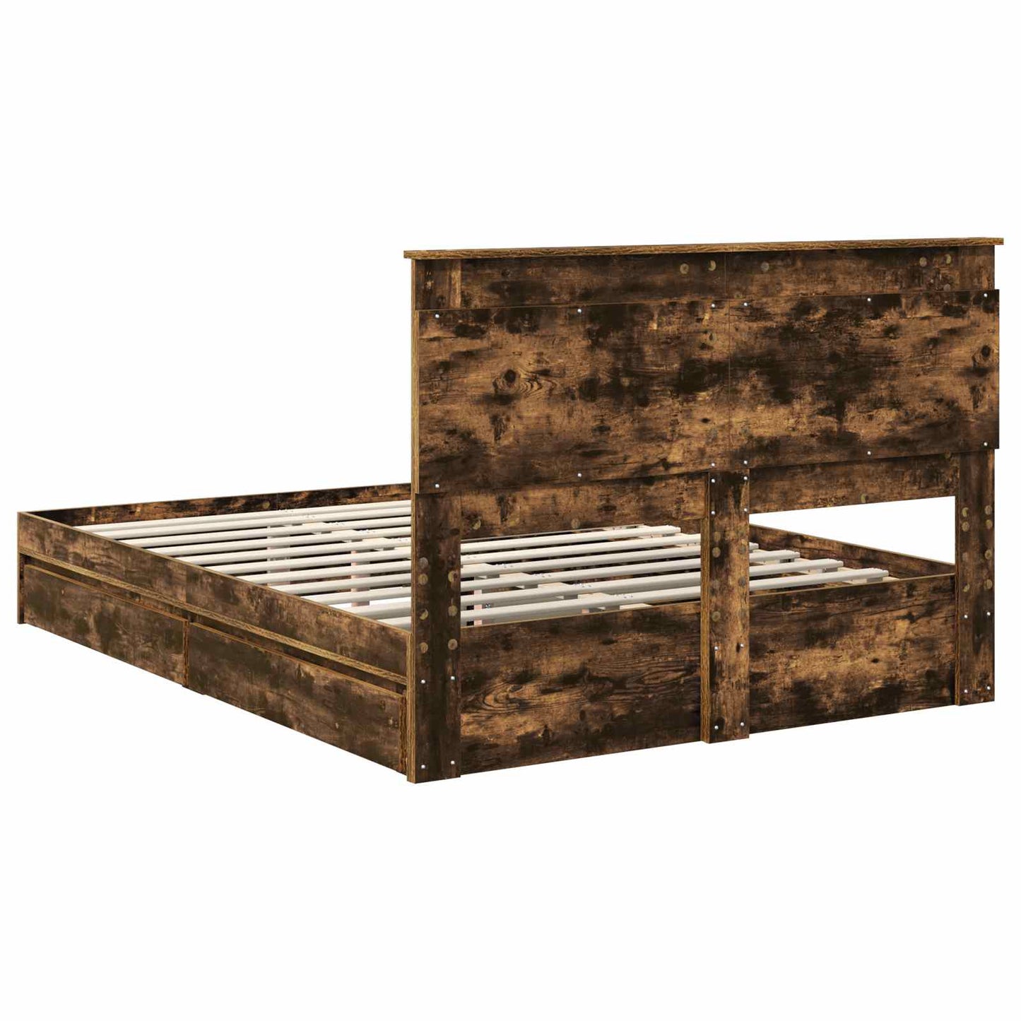 vidaXL Storage Bed with Drawer Smoked Oak 160 x 200 cm Engineered Wood