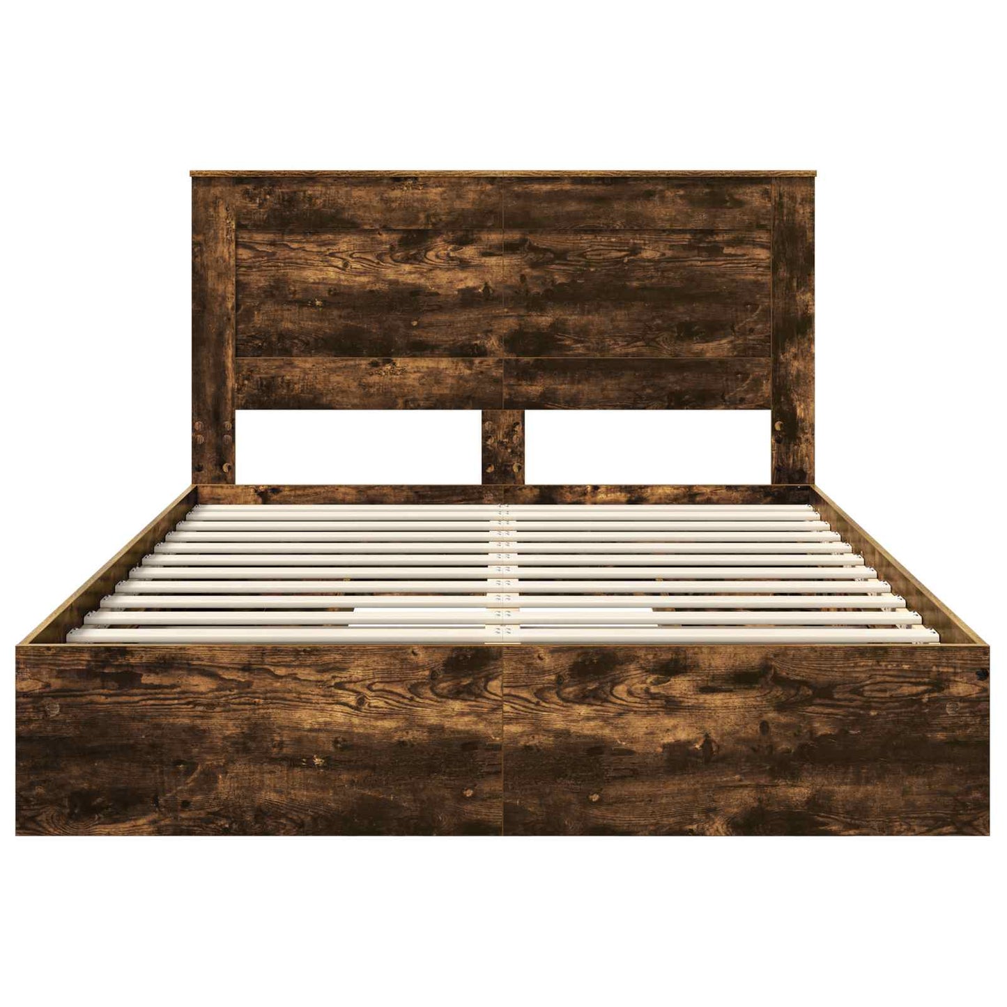 vidaXL Storage Bed with Drawer Smoked Oak 160 x 200 cm Engineered Wood