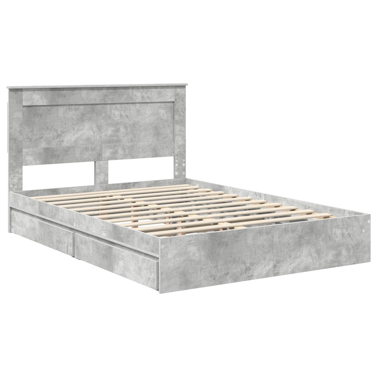 vidaXL Storage Bed Concrete Grey 150 x 200 cm Engineered Wood
