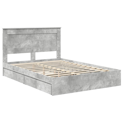 vidaXL Storage Bed Concrete Grey 150 x 200 cm Engineered Wood