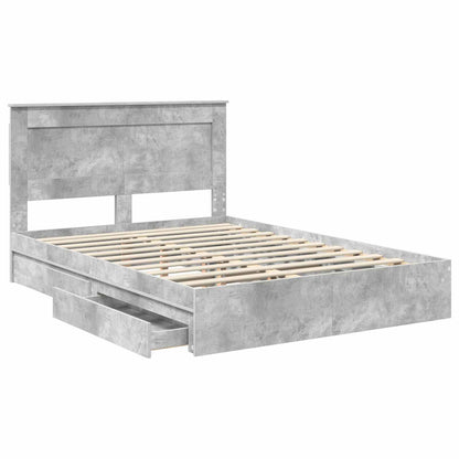 vidaXL Storage Bed Concrete Grey 150 x 200 cm Engineered Wood
