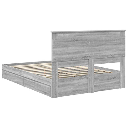vidaXL Storage Bed Grey Sonoma 140 x 200 cm Engineered Wood