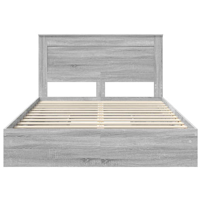 vidaXL Storage Bed Grey Sonoma 140 x 200 cm Engineered Wood