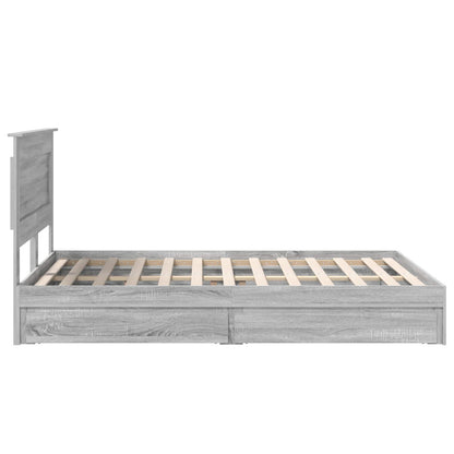 vidaXL Storage Bed Grey Sonoma 140 x 200 cm Engineered Wood