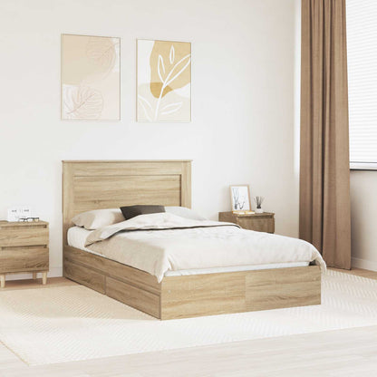 vidaXL Storage Bed with Drawer Sonoma Oak 135 x 190 cm Engineered Wood