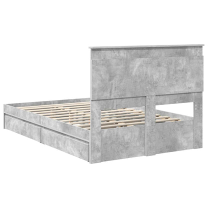 vidaXL Storage Bed Concrete Grey 135 x 190 cm Engineered Wood